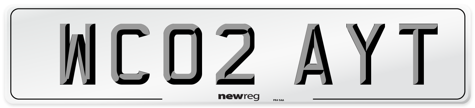 WC02 AYT Number Plate from New Reg